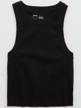 aerie Black Ribbed Tank Top